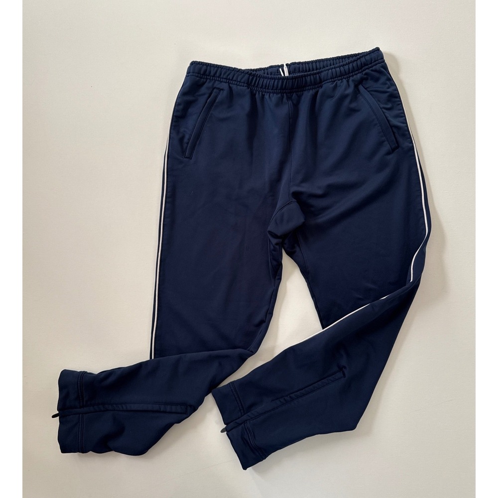 Vintage Nike Team Fit Dry Navy Track Pants Zipper Cuffs Women Medium 27 Inseam